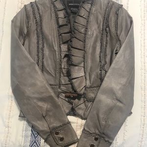 Gray leather Moda International leather jacket.New without tags.